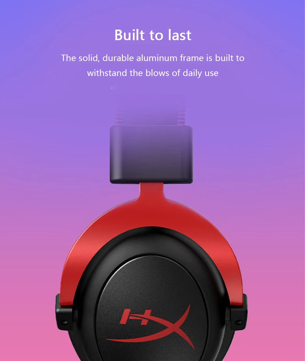 HyperX Cloud II Gaming Headset 7.1 Surround Sound/With USB sound card/Detachable Mic for PC/PS Cloud 2 Gamer Wired Headphone - AudioSpace