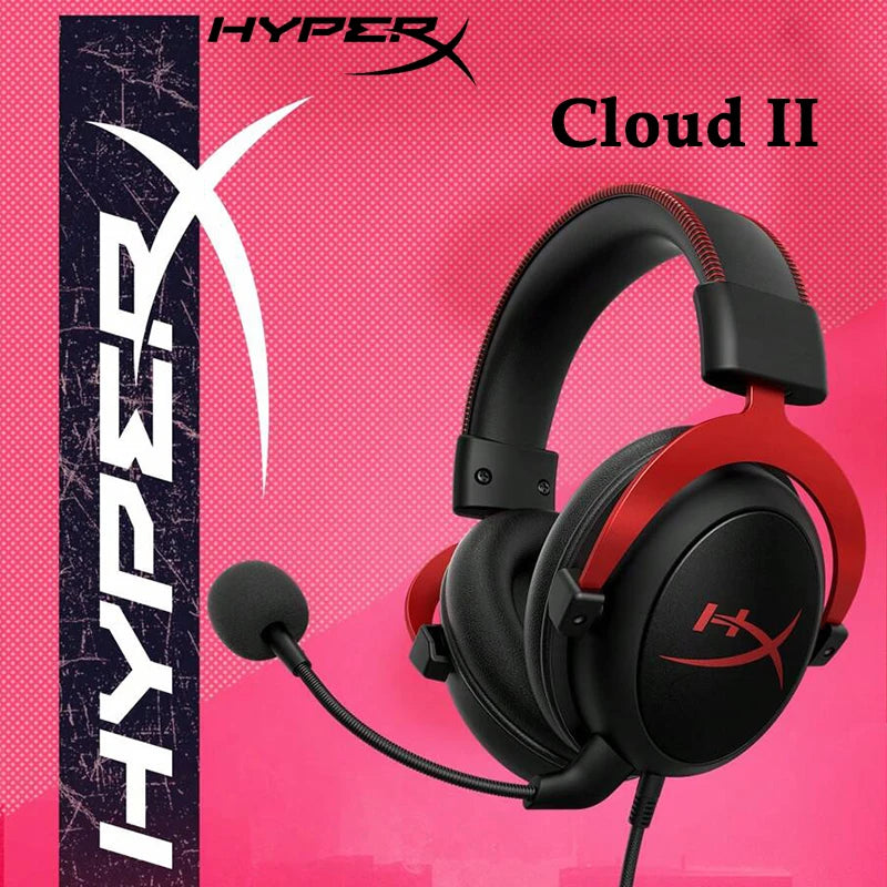 HyperX Cloud II Gaming Headset 7.1 Surround Sound/With USB sound card/Detachable Mic for PC/PS Cloud 2 Gamer Wired Headphone - AudioSpace