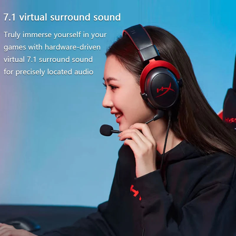 HyperX Cloud II Gaming Headset 7.1 Surround Sound/With USB sound card/Detachable Mic for PC/PS Cloud 2 Gamer Wired Headphone - AudioSpace