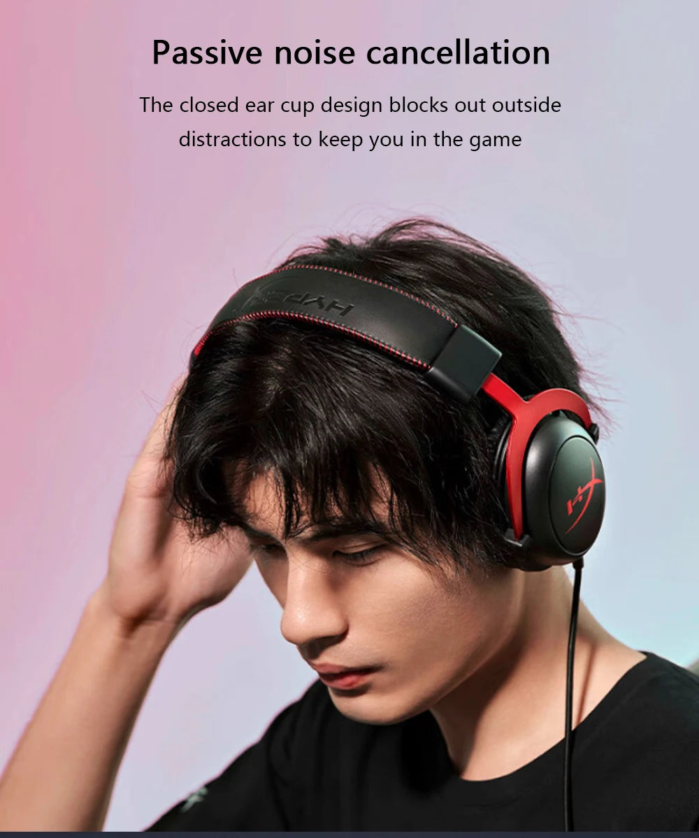 HyperX Cloud II Gaming Headset 7.1 Surround Sound/With USB sound card/Detachable Mic for PC/PS Cloud 2 Gamer Wired Headphone - AudioSpace