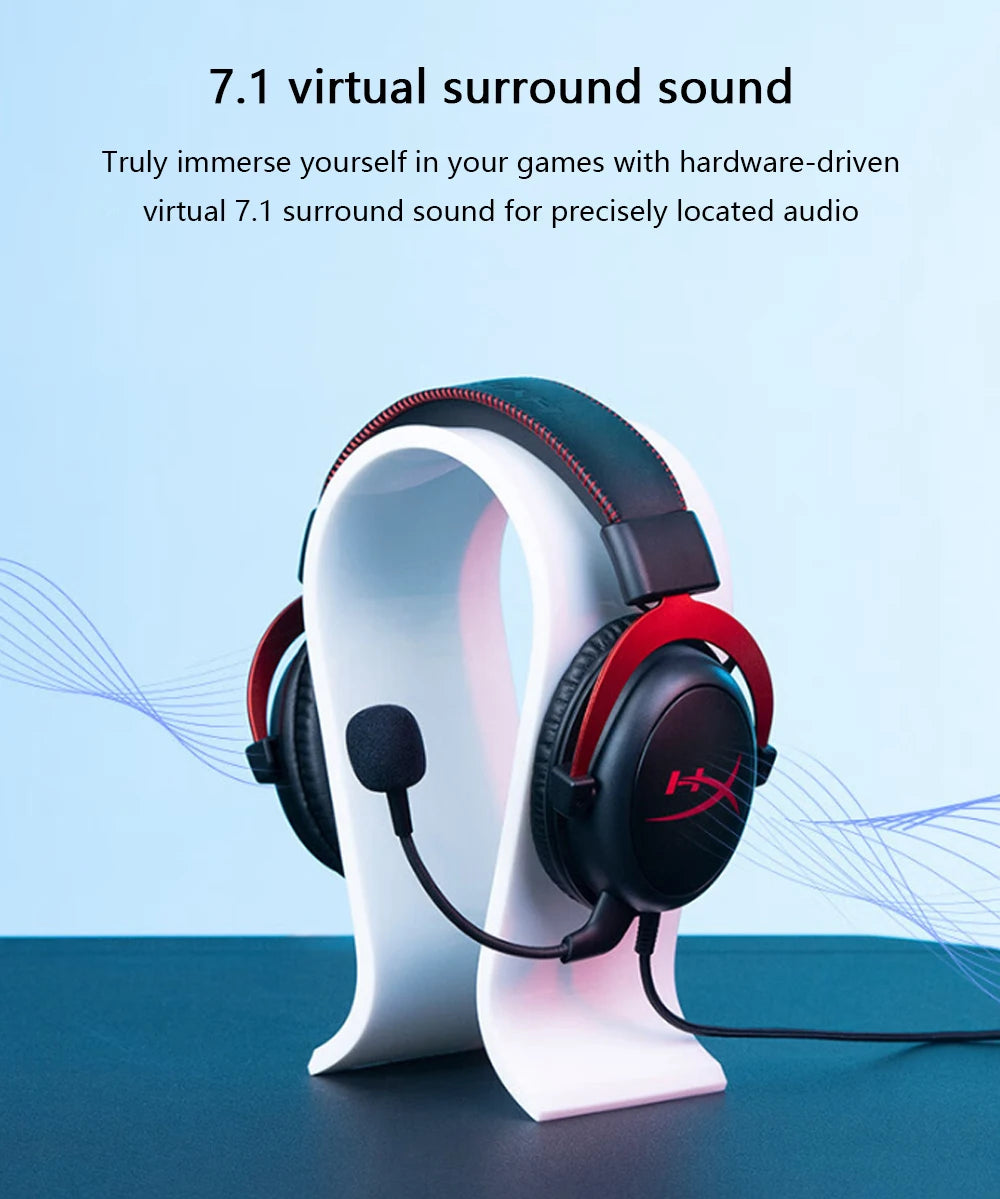 HyperX Cloud II Gaming Headset 7.1 Surround Sound/With USB sound card/Detachable Mic for PC/PS Cloud 2 Gamer Wired Headphone - AudioSpace