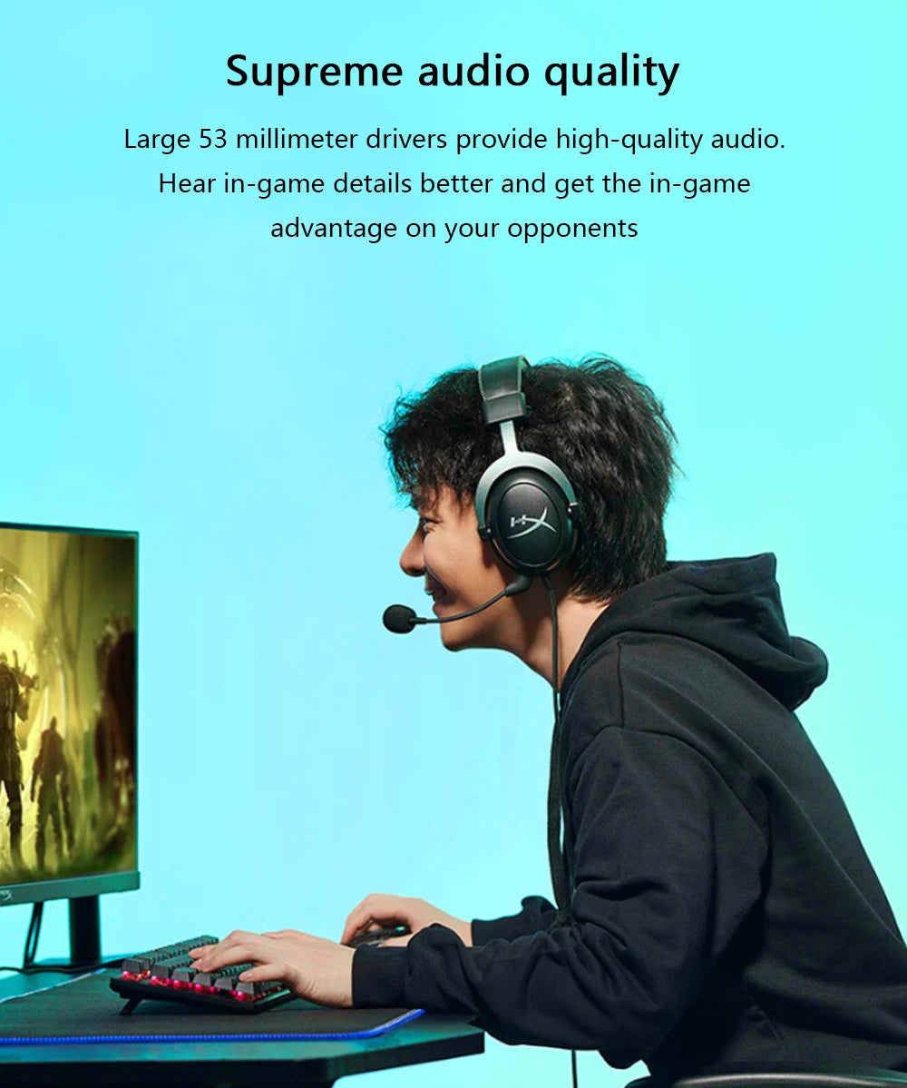 HyperX Cloud II Gaming Headset 7.1 Surround Sound/With USB sound card/Detachable Mic for PC/PS Cloud 2 Gamer Wired Headphone - AudioSpace